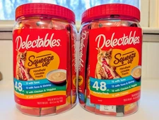 (2 PACK) Hartz Delectables Squeeze Up Cat Treats Variety Pack of 48 (96 Total)