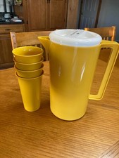 Vintage Ford Motor Co. Plastic Pitcher W/ Four Drinking Tumblers