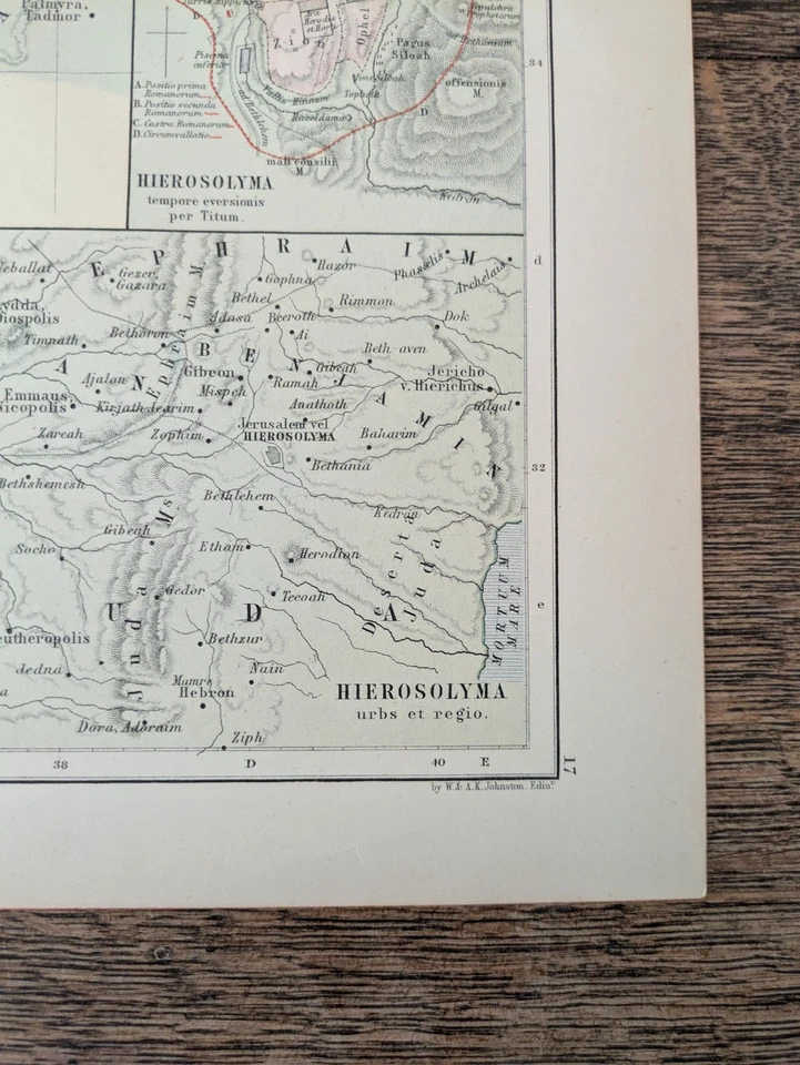 Original 1886 Map of Syria & Palestine by Johnston Atlas Page 11.5" x 13 3/4" - Image 3 of 4