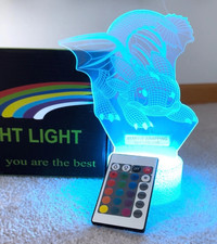 3D Illusion Lamp Dragon Night Light 7-color Display w/remote New