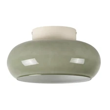 Modern LED Ceiling Light,11 inch,Olive Green Milk Glass Shade,3000K/Warm Whit...