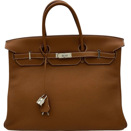 HERMES Birkin 40 Gold Handbag N Stamp #OKB367