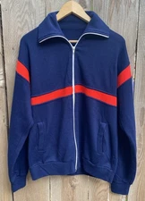 VTG 70s 80s Colorblock Full Zip Track Jacket Tennis SZ M Retro