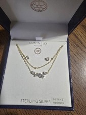 Lumineux Designs Sterling Silver Necklace w/ a 14/16+2 inch Chain + Earrings Set
