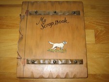 Vintage EUC Hand Painted Wood Cover Photo Album My Scrapbook Hunter Pointer Dog