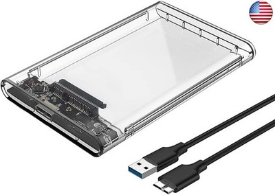 2.5'' External Hard Drive Enclosure, SATA to USB 3.1 Tool-Free Clear for 2.5