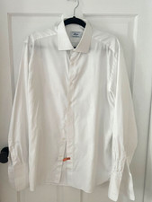 EUC BRIONI LARGE 17 Shirt Mens White Button Up Long Sleeve