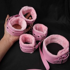 Restraint Couples Wrist Handcuff Ankle Cuffs Collar for Slave Bondage PU Leather