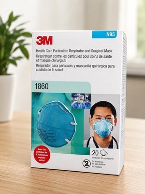 3M 1860 N95 Health Care Particulate Respirator Surgical Mask 20 Count