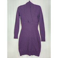 Athleta Purple Merino Wool Blend Shawl Collar Knit Sweater Bodycon Dress XS
