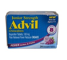 ADVIL Junior Strength Chewable Ibuprofen Grape 24ct Chew Tablets