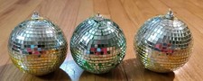 Multicolor and Silver Mirrored Disco Ball Ornaments 4" Lot Of 3