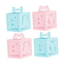 4x Baby Boxes with Letters Girl Boy Shower Hollow Out Boxes Decorations