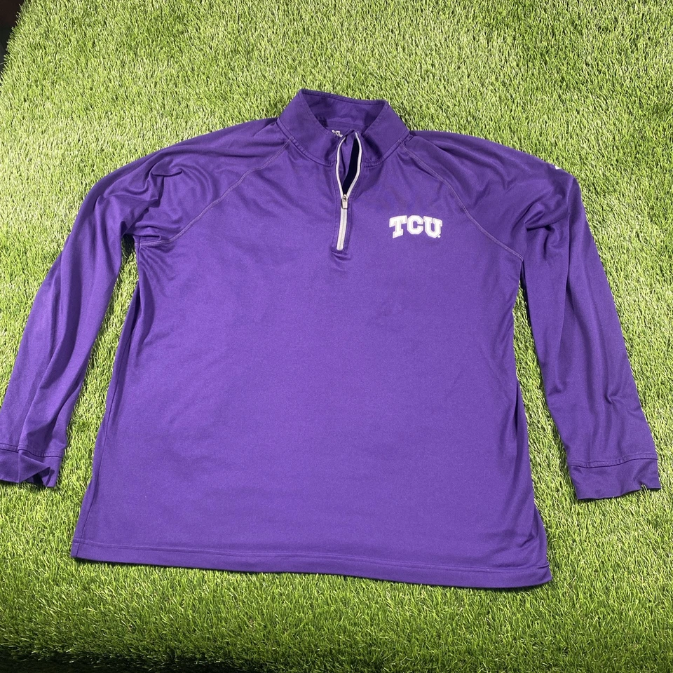 Tcu Horned Frogs Under Armour 1/4 Zip Sweatshirt Mens Xl Purple Light Jacket - Image 2 of 4