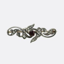Antique Ruby and Diamond Brooch
