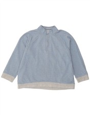 Crew Clothing Womens Zip Neck Sweatshirt Jumper UK 18 XL Blue Colourblock BU15