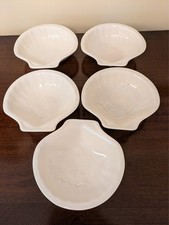 Set Of 5 Vintage T G Green Glaze Ceramic Scallop Shape Serving Dishes Made In UK