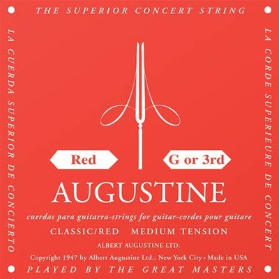 Classic/Red - Medium Tension Nylon Guitar Strings Single G (3rd) String Augustin