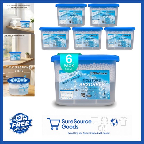 Dehumidifier Pack of 6 for Mould & Mildew Prevention, Automatic Moisture Removal