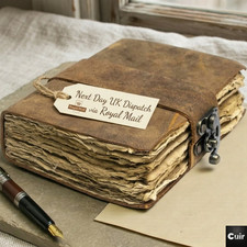 Rustic Brown Leather Grimoire Journal Antique Deckle Edge Paper Book of Shadows