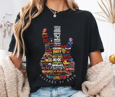 Legends of Rock T-Shirt, Vintage Guitar Band Logo Graphic Tee for Music Lovers
