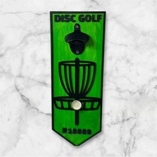 Disc Golf PERSONALIZED Magnetic Basket Bottle Opener Wall Mount Discgolfer Gift
