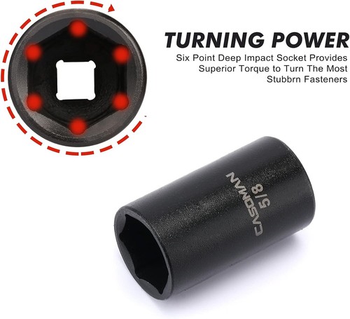 Durable 14-Piece 1/2-Inch Drive Impact Socket Set with Laser Etched Markings - Foto 6 di 9