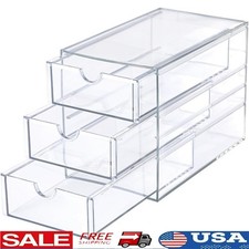 Acrylic 3 Drawer Storage Organizer Clear Desk Makeup Jewelry Stationery Box New