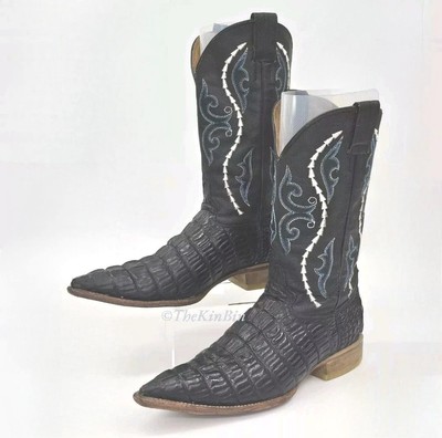 Gran Lider Black Caiman Print Size 7 26mx Embroiderd Pointed Toe Western Boot