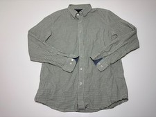 Banana Republic Button Down Shirt Mens Medium Green Check Standard Fit Soft Wash