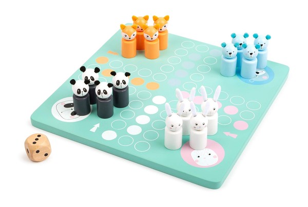 Small Foot Ludo Pastell Aus Holz, Gesellschaftsspiel Mit Bunten Tier (Us Import)-image