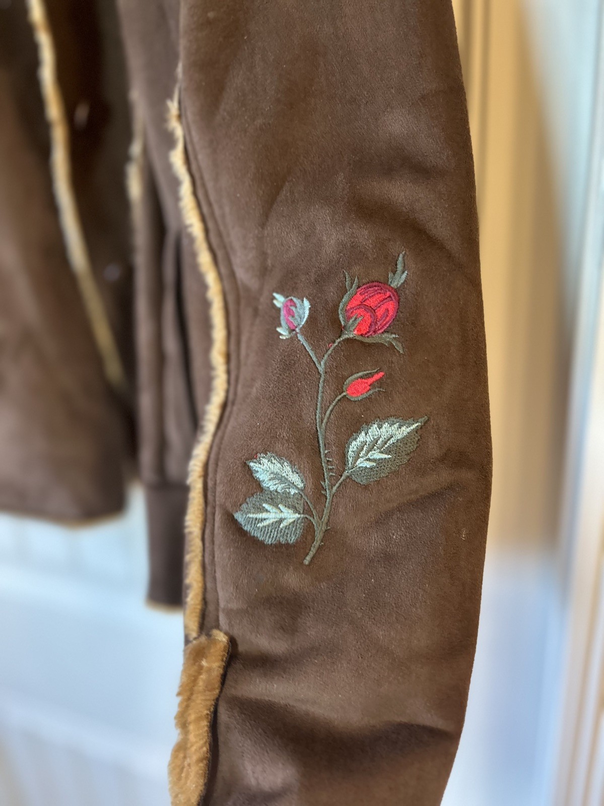 Outback Trading Co Shearling Jacket Embroidered S… - image 6