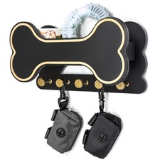 Decorative Dog Leash Holder for Wall - Dog Stuff Organizer and Doggie Bone Ke...