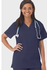 WHITE SWAN Fundamentals 2 pockets V-neck women's scrub top - Navy