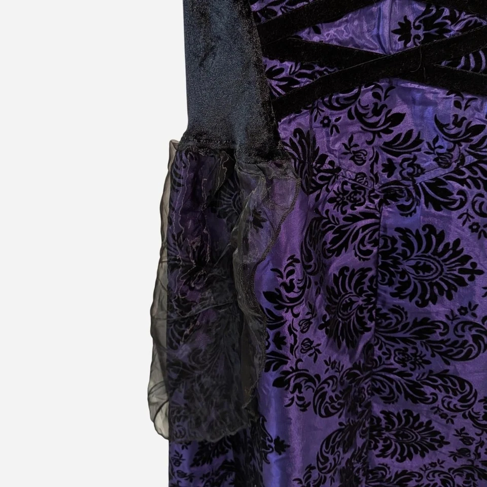 Vestido Corsé Terciopelo Colección Pirámide Gótico Púrpura Negro Grande Disfraz de Halloween Foto 4 de 4