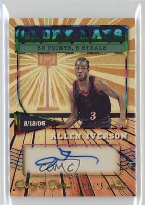 2025 Leaf Glory of the Game Days Holo Rainbow /15 Allen Iverson Auto HOF l5m