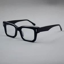 Thick Acetate Square Eyeglass Frames Retro Women Men Black Glasses Full Rim 