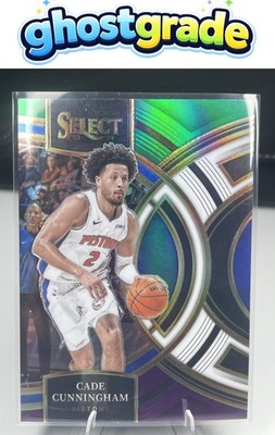 2023-24 Panini Select #175 Cade Cunningham Green White Purple Prizms