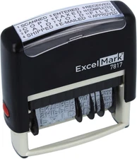 12 Phrase Self-Inking Date Stamp - 2" X 1/4" Impression - Black Ink (7817)