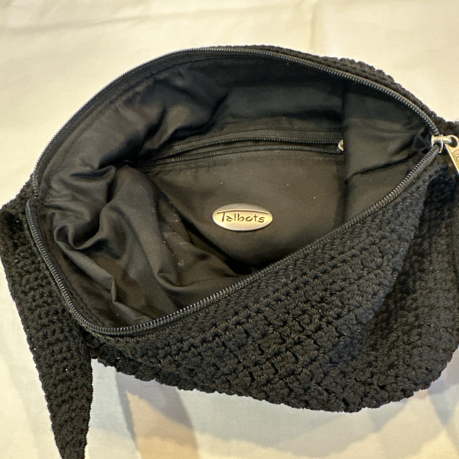 Talbots Solid Black Knit Classic Woven Lined Medi… - image 4