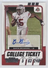 2021 Panini Contenders Draft Picks College Ticket Baron Browning #215 Auto 2cm