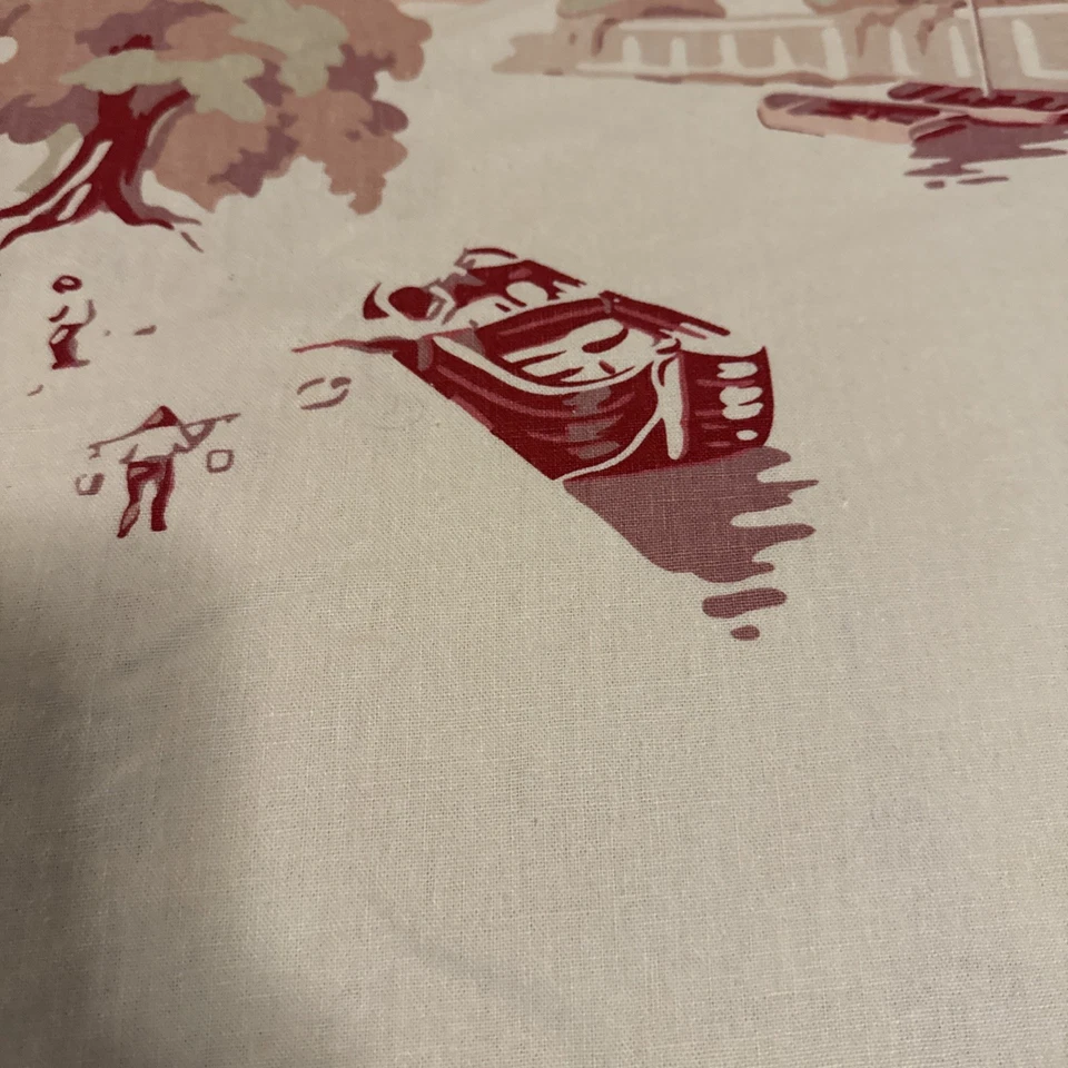 Pottery Barn King Bateau Asian Toile Duvet Cover 3Std Shams Blush 104”x90” Linen - Image 3 of 4