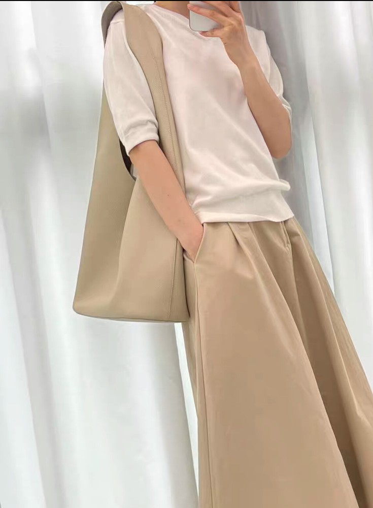 2024 the* row leather hand-held shoulder large capacity casual tote bag