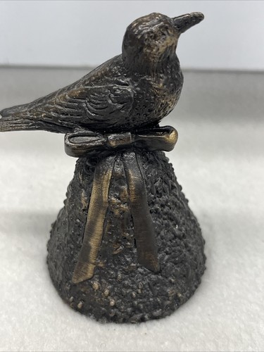 Vintage Wally Shoop Cast Bronze Bird W/ Ribbon Bell - Picture 7 of 11