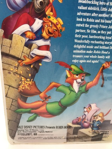 Walt Disney's ROBIN HOOD VHS The Classics Collection Clamshell Case - Afbeelding 7 van 12