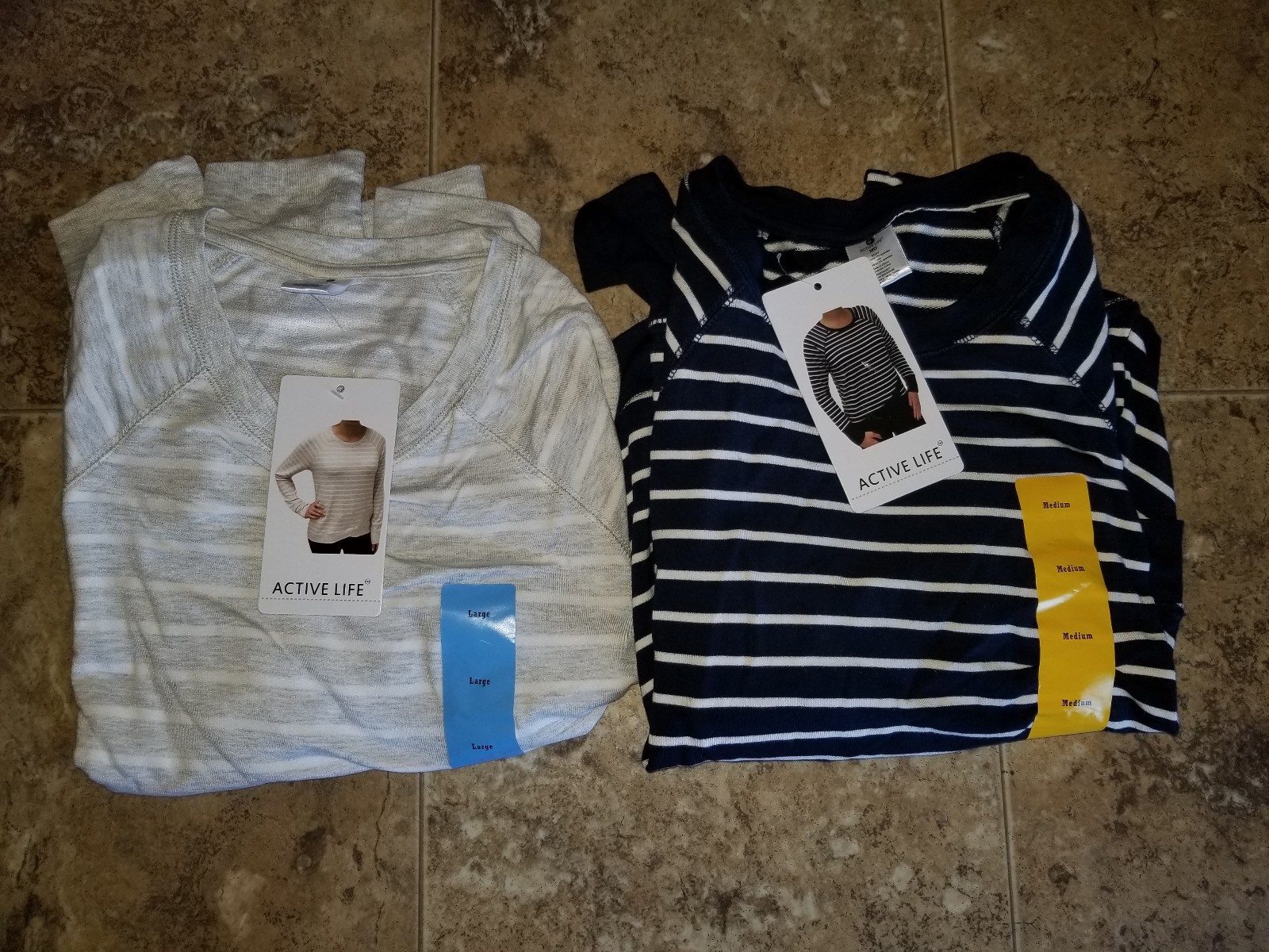 NWT Womens Active Life Navy White Gray Stripe Sweatshirt Shirt S M L XL 2XL