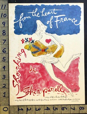 1952 FRENCH PERFUME SHOCKING DE SHIAPARELLI AD ARNO THEATRE ART COVER