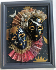 Harlekin Bild Porzellan Gesichter Kreativ gestaltet Kult 80er rar Deko Geschenk