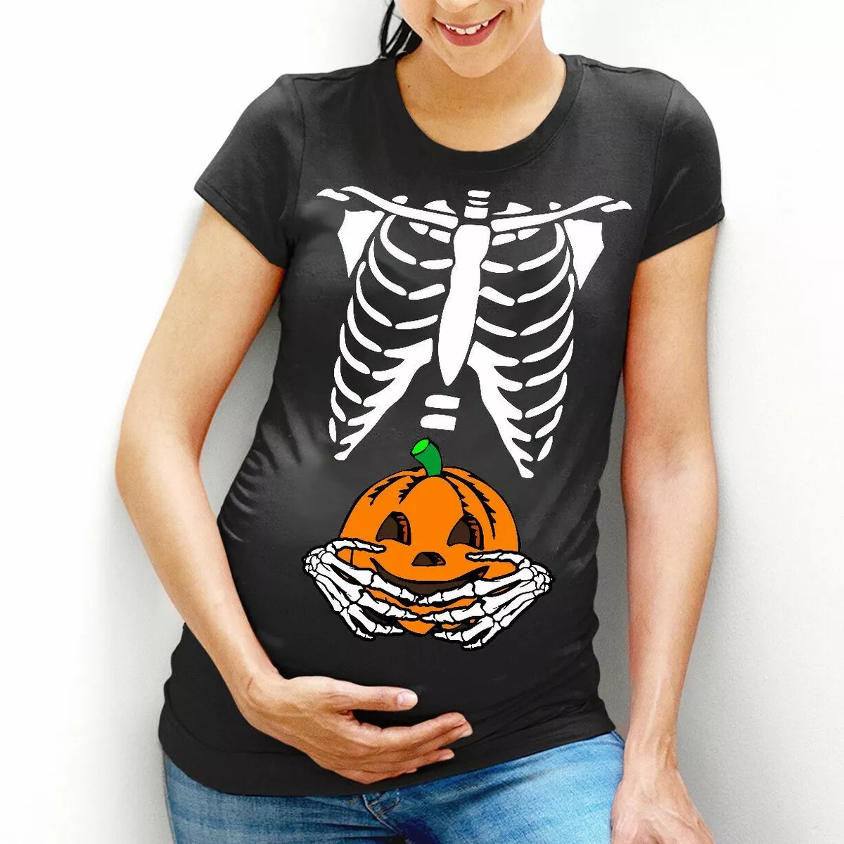  Women's Halloween Costume Pumpkin Skeleton T-Shirt Funny Long  Sleeve Pullover Tops for Ladies : Clothing, Shoes & Jewelry