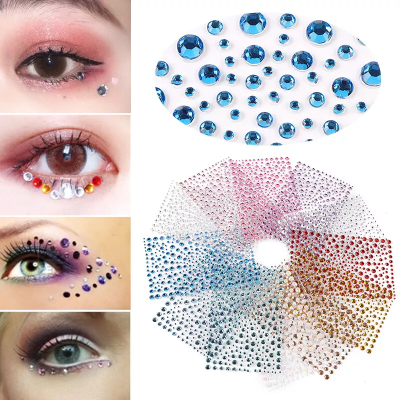 Crystal Gems Bling Eye Face Stickers Makeup Rhinestones Tattoo DIY  Decorations